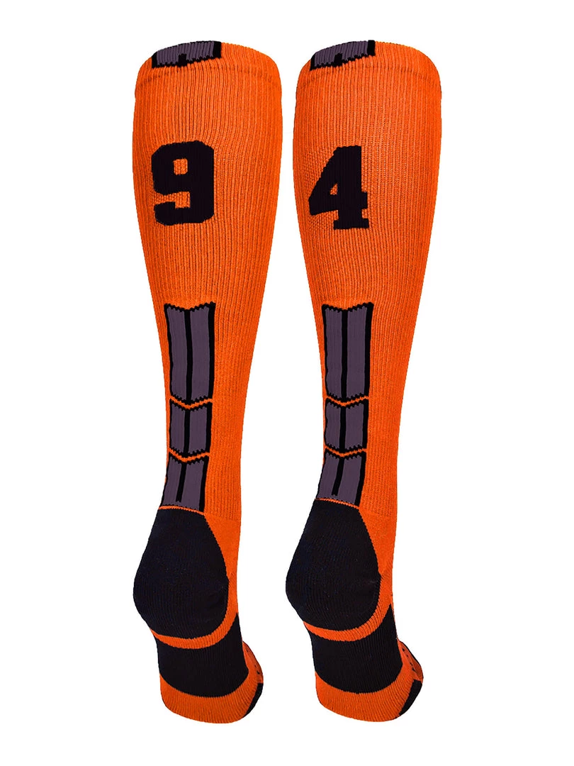 MadSportsStuff Orange And Black Player ID Custom Number Over The Calf Socks For Softball Baseball Football Boys And Girls 36 MadSportsStuff Orange And Black Player ID Custom Number Over The Calf Socks For Softball Baseball Football Boys And Girls