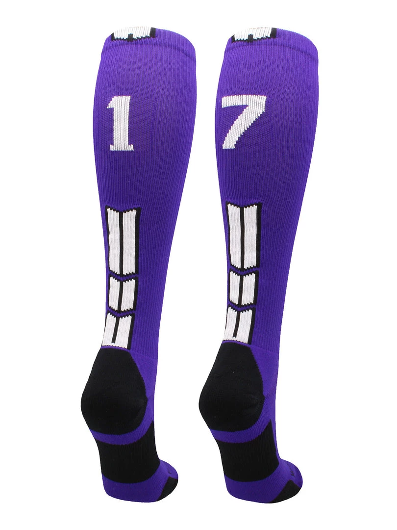 MadSportsStuff Purple Player ID Custom Number Over The Calf Socks For Softball Baseball Football Boys And Girls Softball Socks 62 MadSportsStuff Purple Player ID Custom Number Over The Calf Socks For Softball Baseball Football Boys And Girls Softball Socks