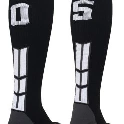 MadSportsStuff Black Player ID Custom Number Over The Calf Socks For Softball Baseball Football Boys And Girls