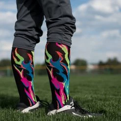 MadSportsStuff Softball Socks With Flames - For Girls Or Boys Women Or Men Baseball Socks
