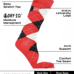 TCK Nebraska Cornhuskers Argyle Dress Socks NCAA Fanwear Crew Length