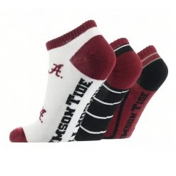 TCK Alabama Crimson Tide No Show Socks Full Field 3 Pack All Schools