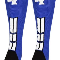 MadSportsStuff Royal Player ID Custom Number Over The Calf Socks For Softball Baseball Football Boys And Girls