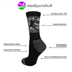 MadSportsStuff Baseball Socks With Player On Camo Background Crew Socks (multiple Colors)