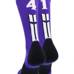 MadSportsStuff Purple Player ID Custom Number Crew Socks For Basketball Lacrosse Volleyball Boys And Girls Volleyball Socks