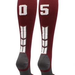 MadSportsStuff Maroon Player ID Custom Number Over The Calf Socks For Softball Baseball Football Boys And Girls Softball Socks