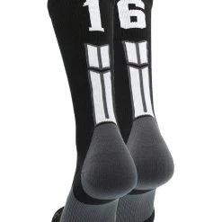 MadSportsStuff Black Player ID Custom Number Crew Socks For Basketball Lacrosse Volleyball Boys And Girls Volleyball Socks