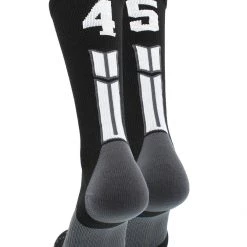 MadSportsStuff Black Player ID Custom Number Crew Socks For Basketball Lacrosse Volleyball Boys And Girls Volleyball Socks