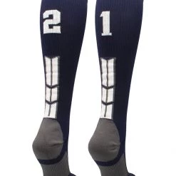MadSportsStuff Navy Player ID Custom Number Over The Calf Socks For Softball Baseball Football Boys And Girls Softball Socks