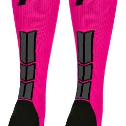 MadSportsStuff Baseball Socks Neon Pink And Black Player ID Custom Number Over The Calf Socks For Softball Baseball Football Boys And Girls