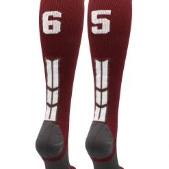 MadSportsStuff Maroon Player ID Custom Number Over The Calf Socks For Softball Baseball Football Boys And Girls Softball Socks
