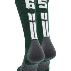 MadSportsStuff Volleyball Socks Dark Green Player ID Custom Number Crew Socks For Basketball Lacrosse Volleyball Boys And Girls