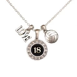 MadSportsStuff Jewelry Girls Volleyball Necklace With Jersey Number (Available In 39 Numbers)