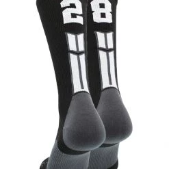 MadSportsStuff Black Player ID Custom Number Crew Socks For Basketball Lacrosse Volleyball Boys And Girls Volleyball Socks