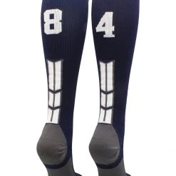 MadSportsStuff Navy Player ID Custom Number Over The Calf Socks For Softball Baseball Football Boys And Girls Softball Socks