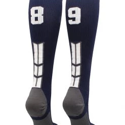 MadSportsStuff Navy Player ID Custom Number Over The Calf Socks For Softball Baseball Football Boys And Girls