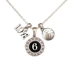 MadSportsStuff Jewelry Girls Volleyball Necklace With Jersey Number (Available In 39 Numbers)