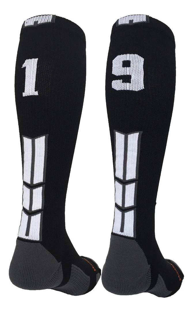 MadSportsStuff Softball Socks Black Player ID Custom Number Over The Calf Socks For Softball Baseball Football Boys And Girls 60 MadSportsStuff Softball Socks Black Player ID Custom Number Over The Calf Socks For Softball Baseball Football Boys And Girls