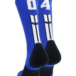 MadSportsStuff Volleyball Socks Royal Player ID Custom Number Crew Socks For Basketball Lacrosse Volleyball Boys And Girls