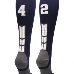 MadSportsStuff Navy Player ID Custom Number Over The Calf Socks For Softball Baseball Football Boys And Girls Softball Socks