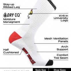 TCK Louisville Cardinals Socks Basic Crew White Socks All Schools