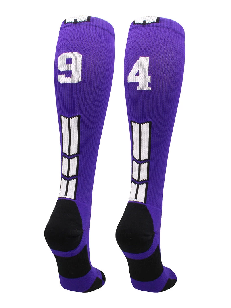 MadSportsStuff Purple Player ID Custom Number Over The Calf Socks For Softball Baseball Football Boys And Girls 36 MadSportsStuff Purple Player ID Custom Number Over The Calf Socks For Softball Baseball Football Boys And Girls
