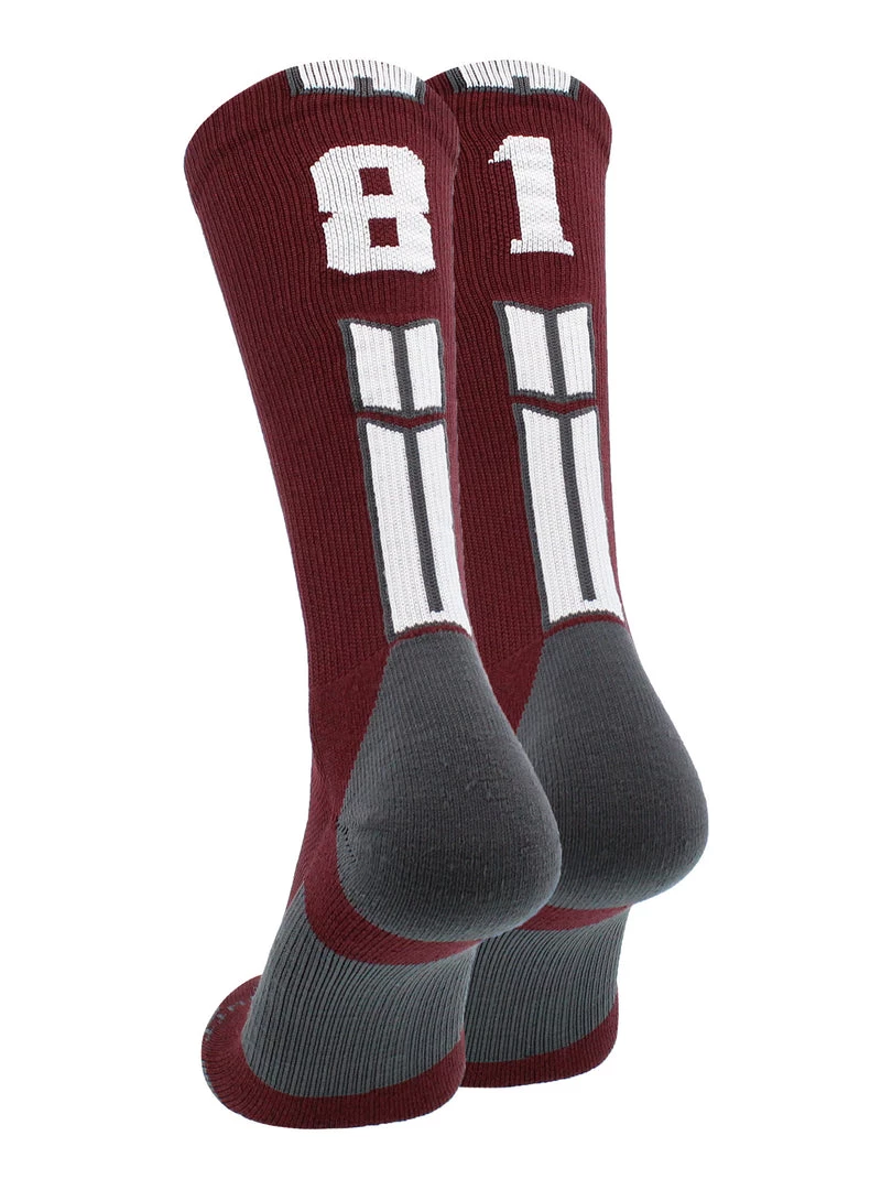 MadSportsStuff Maroon Player ID Custom Number Crew Socks For Basketball Lacrosse Volleyball Boys And Girls Volleyball Socks 48 MadSportsStuff Maroon Player ID Custom Number Crew Socks For Basketball Lacrosse Volleyball Boys And Girls Volleyball Socks