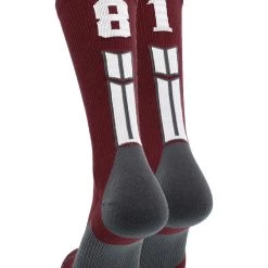 MadSportsStuff Maroon Player ID Custom Number Crew Socks For Basketball Lacrosse Volleyball Boys And Girls Volleyball Socks