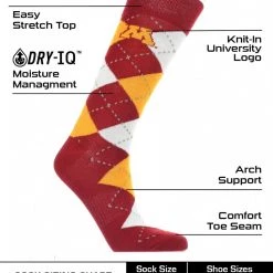 TCK All Schools Minnesota Golden Gophers Argyle Dress Socks NCAA Fanwear Crew Length