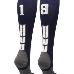 MadSportsStuff Navy Player ID Custom Number Over The Calf Socks For Softball Baseball Football Boys And Girls Softball Socks