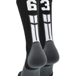 MadSportsStuff Black Player ID Custom Number Crew Socks For Basketball Lacrosse Volleyball Boys And Girls
