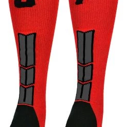 MadSportsStuff Red And Black Player ID Custom Number Over The Calf Socks For Softball Baseball Football Boys And Girls Baseball Socks