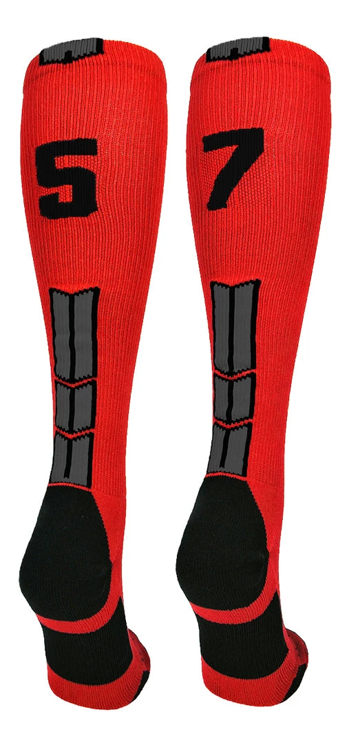 MadSportsStuff Red And Black Player ID Custom Number Over The Calf Socks For Softball Baseball Football Boys And Girls Baseball Socks 23 MadSportsStuff Red And Black Player ID Custom Number Over The Calf Socks For Softball Baseball Football Boys And Girls Baseball Socks