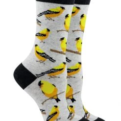 WHD Crazy Socks - Crew Goldfinch Socks For Women Gift For Bird Lovers