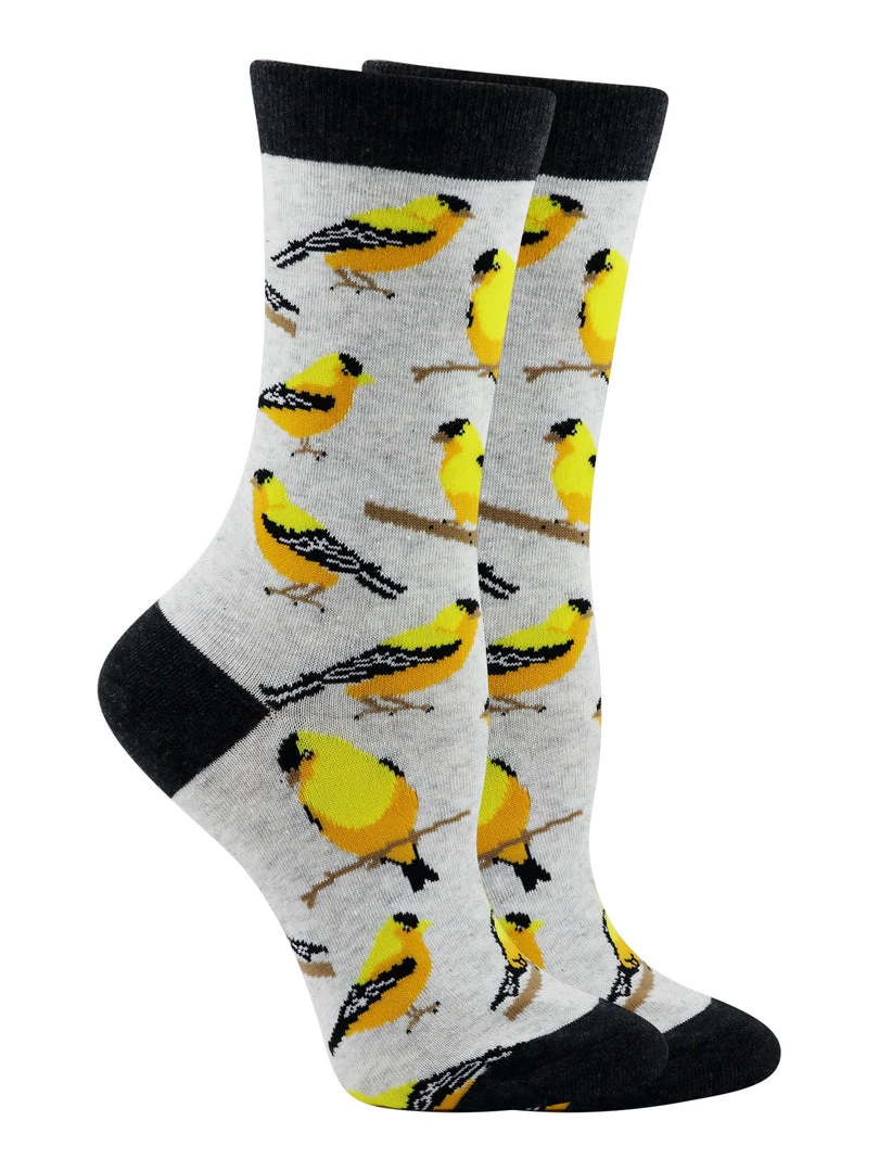 WHD Crazy Socks - Crew Goldfinch Socks For Women Gift For Bird Lovers 1 WHD Crazy Socks - Crew Goldfinch Socks For Women Gift For Bird Lovers