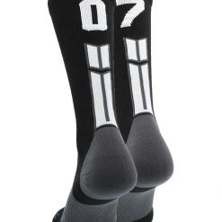 MadSportsStuff Black Player ID Custom Number Crew Socks For Basketball Lacrosse Volleyball Boys And Girls