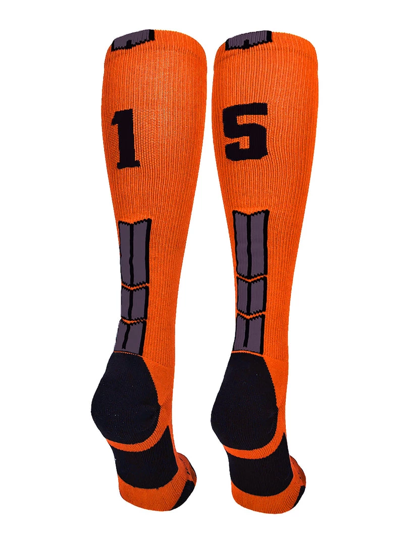 MadSportsStuff Orange And Black Player ID Custom Number Over The Calf Socks For Softball Baseball Football Boys And Girls 64 MadSportsStuff Orange And Black Player ID Custom Number Over The Calf Socks For Softball Baseball Football Boys And Girls