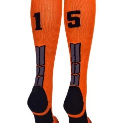 MadSportsStuff Softball Socks Orange And Black Player ID Custom Number Over The Calf Socks For Softball Baseball Football Boys And Girls 169 MadSportsStuff Softball Socks Orange And Black Player ID Custom Number Over The Calf Socks For Softball Baseball Football Boys And Girls