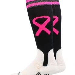 MadSportsStuff Pink Ribbon Breast Cancer Awareness Baseball Stirrup Socks Baseball Socks