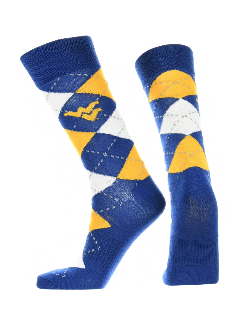 TCK West Virginia Mountaineers Argyle Dress Socks NCAA Fanwear Crew Length All Schools 2 TCK West Virginia Mountaineers Argyle Dress Socks NCAA Fanwear Crew Length All Schools