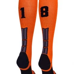 MadSportsStuff Softball Socks Orange And Black Player ID Custom Number Over The Calf Socks For Softball Baseball Football Boys And Girls 166 MadSportsStuff Softball Socks Orange And Black Player ID Custom Number Over The Calf Socks For Softball Baseball Football Boys And Girls