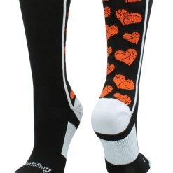 MadSportsStuff Crazy Love Basketball Hearts Crew Socks Basketball Socks