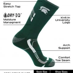TCK All Schools Michigan State Spartans Socks Michigan State University Spartans Champion Crew Socks