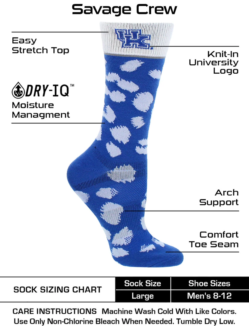 TCK Kentucky Wildcats Socks Womens Savage Crew Socks All Schools 3 TCK Kentucky Wildcats Socks Womens Savage Crew Socks All Schools