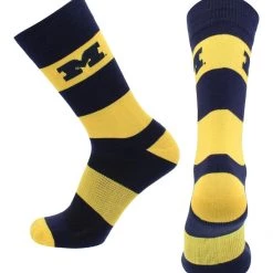 TCK Michigan Wolverines Socks Game Day Striped Crew Socks