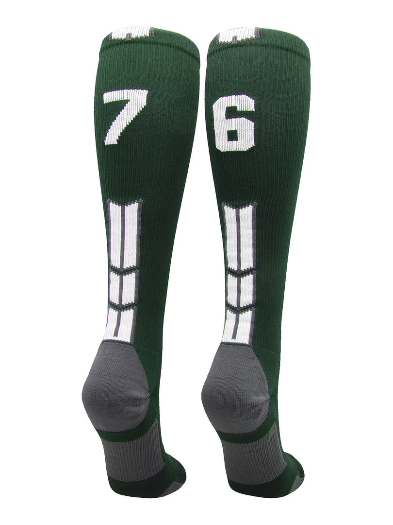 MadSportsStuff Dark Green Player ID Custom Number Over The Calf Socks For Softball Baseball Football Boys And Girls Softball Socks 32 MadSportsStuff Dark Green Player ID Custom Number Over The Calf Socks For Softball Baseball Football Boys And Girls Softball Socks