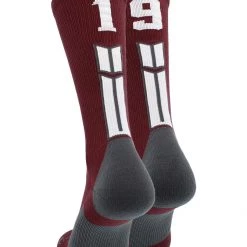 MadSportsStuff Maroon Player ID Custom Number Crew Socks For Basketball Lacrosse Volleyball Boys And Girls