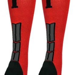 MadSportsStuff Red And Black Player ID Custom Number Over The Calf Socks For Softball Baseball Football Boys And Girls Baseball Socks 173 MadSportsStuff Red And Black Player ID Custom Number Over The Calf Socks For Softball Baseball Football Boys And Girls Baseball Socks
