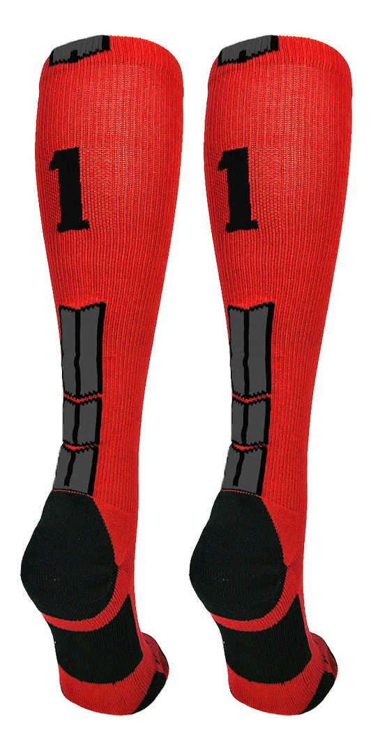 MadSportsStuff Red And Black Player ID Custom Number Over The Calf Socks For Softball Baseball Football Boys And Girls Baseball Socks 68 MadSportsStuff Red And Black Player ID Custom Number Over The Calf Socks For Softball Baseball Football Boys And Girls Baseball Socks