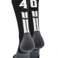 MadSportsStuff Black Player ID Custom Number Crew Socks For Basketball Lacrosse Volleyball Boys And Girls